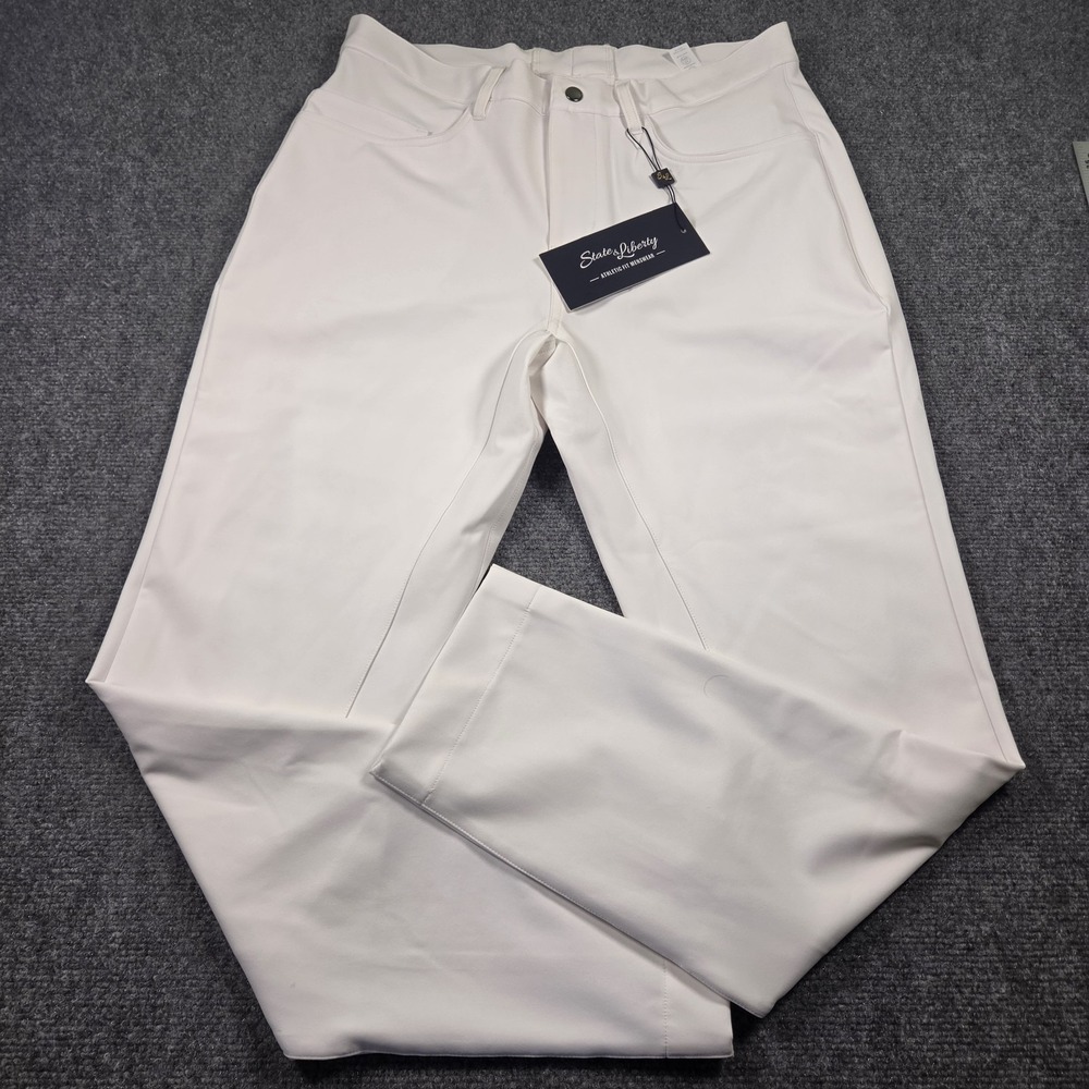 State & Liberty Pants Mens Size 33x31 White Tech Chino Athletic Wicking NEW